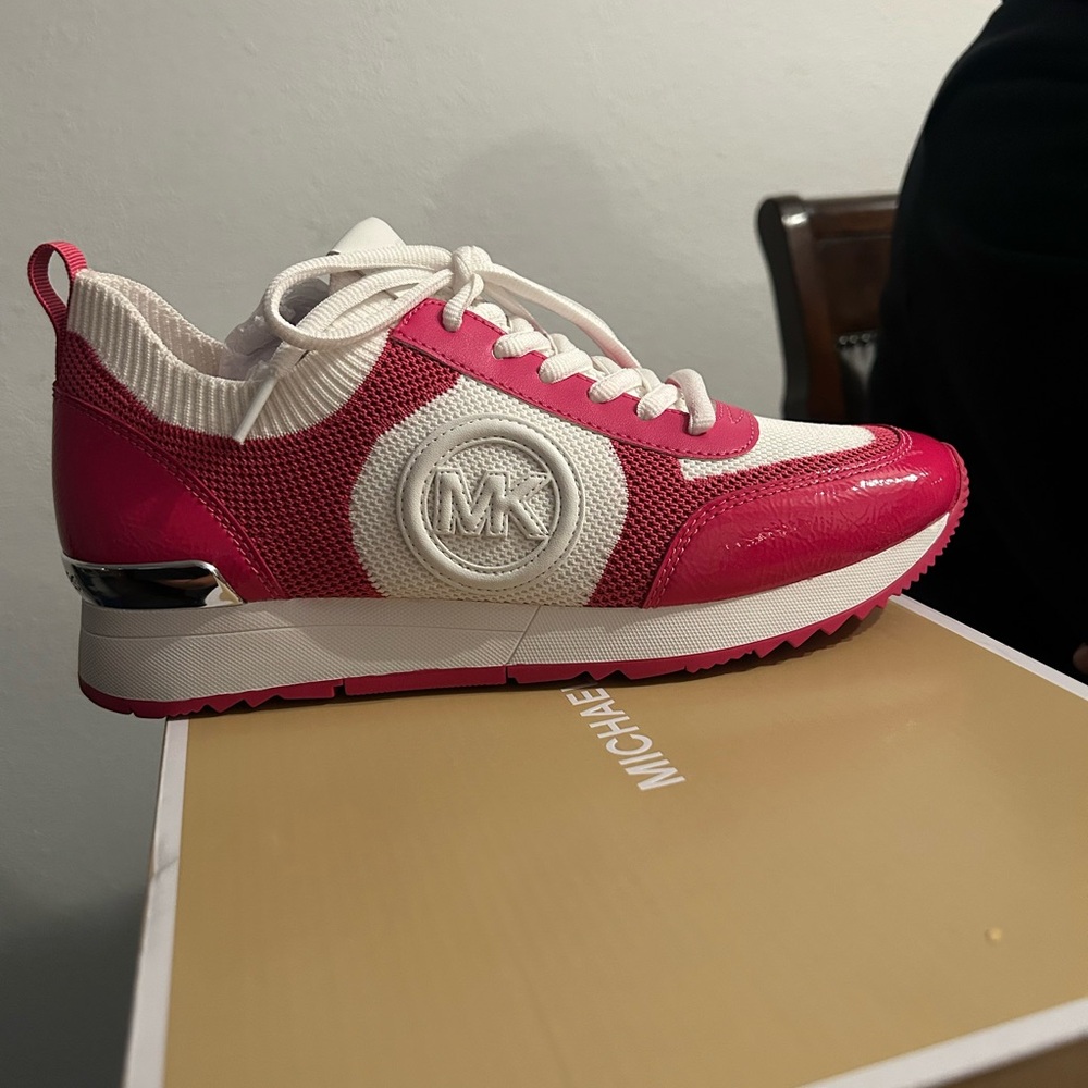 Michael Kors Fuchsia and White Sneakers